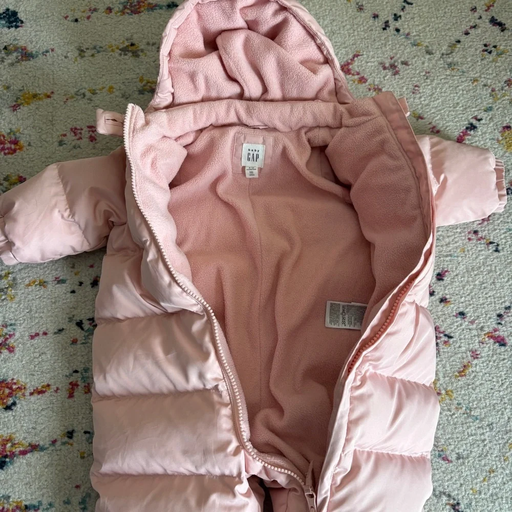 Baby GAP Snow Suit One Piece Pink 6-12 Months Puffer Warm